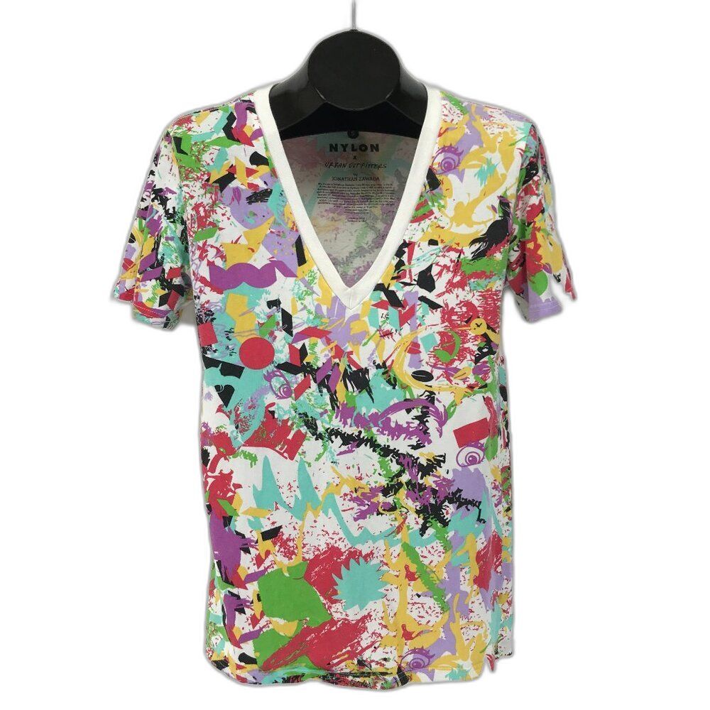 Nylon x Urban Outfitters by Jonathan Zawada V-Neck Tee Women's Small Cotton Art
